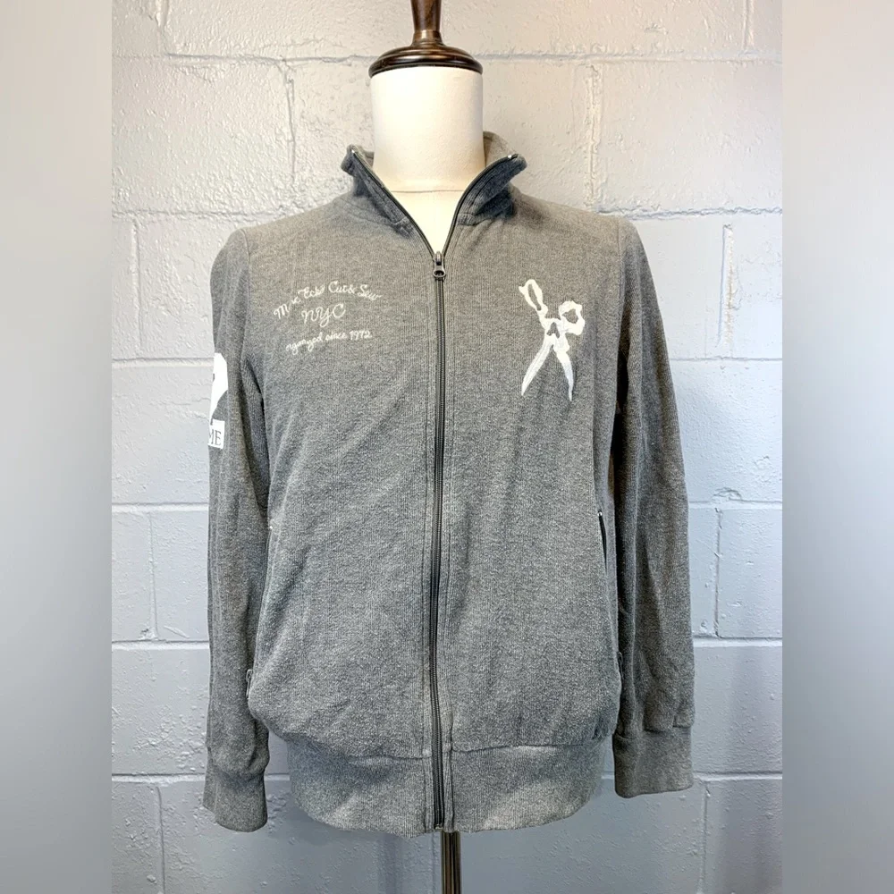 Marc Ecko Gray Full Zip Mock Neck Cut & Sew Sweatshirt/Sweater Men's Size Small